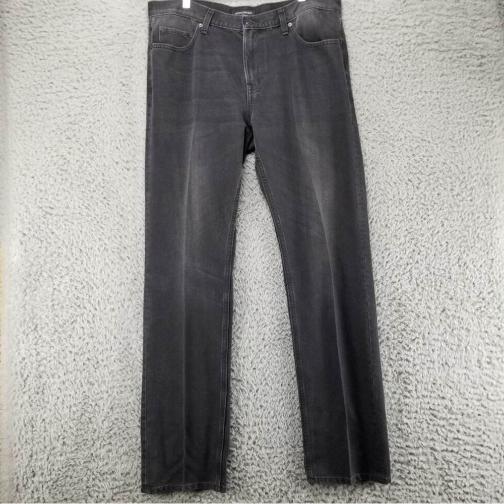 Banana Republic Jeans Mens 36x34 Black Stretch Mid Rise Vintage Straight Zip